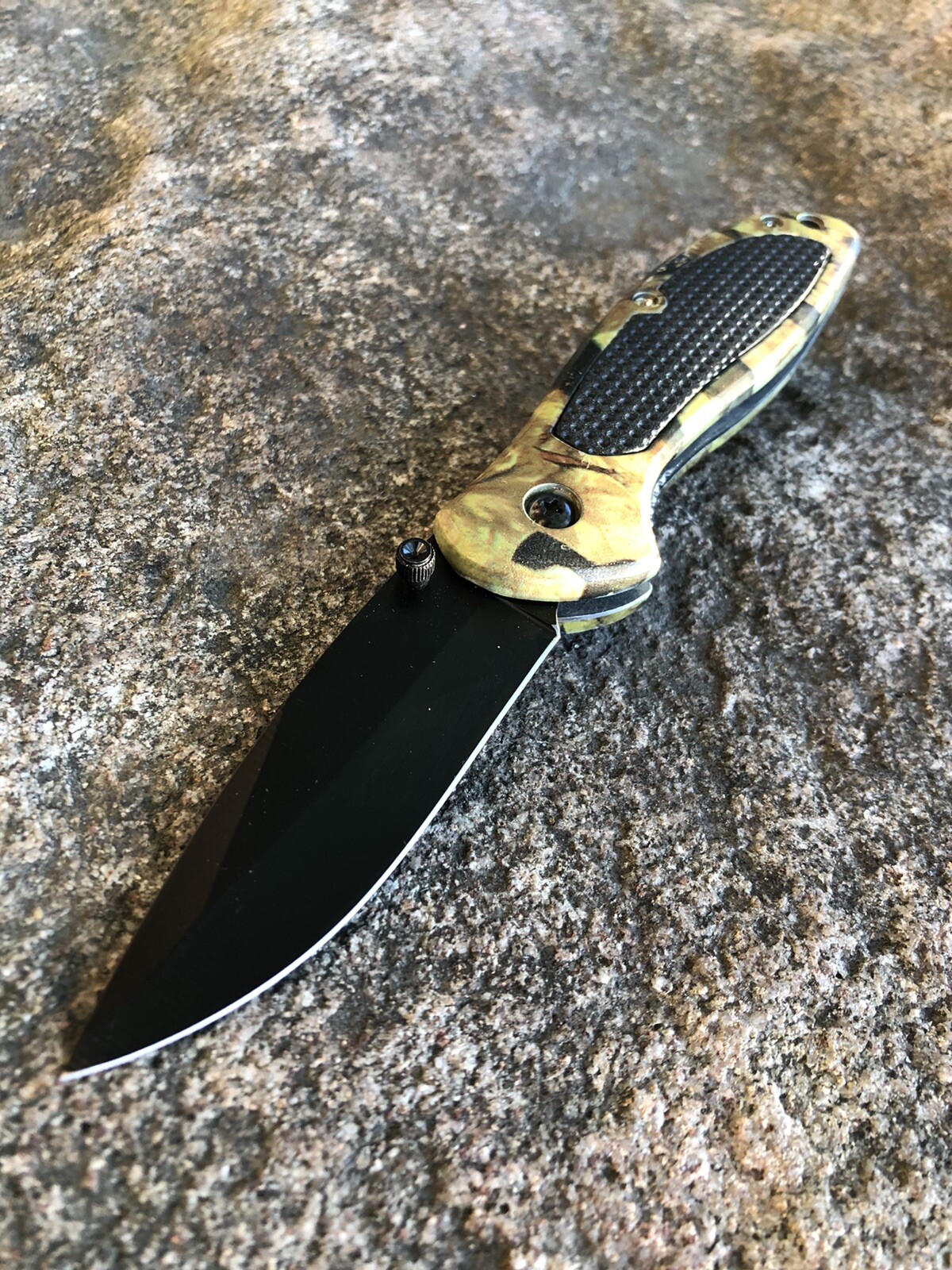 New Black Camo Grip 7” Pocket Knife 3” Blade With Belt Clip FREE USPS