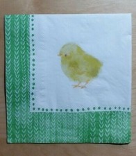 2 Pretty Paper Napkins, Baby Chick with a Green Border