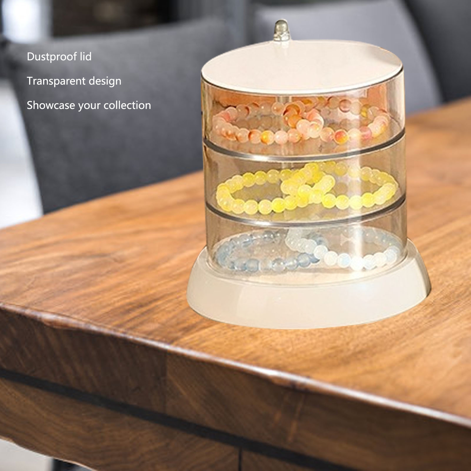 Rotating Makeup Sponge Storage Box 3 Layers Dustproof Transparent