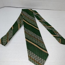 Vtg 60s 70s Mens Tie Wembley Wemlon Polyester Necktie Green Orange White