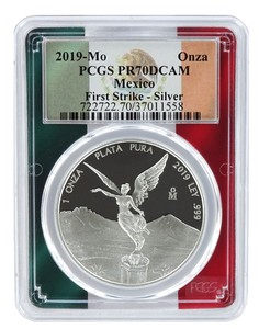 2019-Mexico-1oz-Silver-Onza-Libertad-PCGS-PR70-DCAM-First-Strike-Flag-Frame