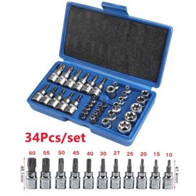 Type E Socket Set: Hex and Star-Pattern Socket Set Automotive Repair Tools
