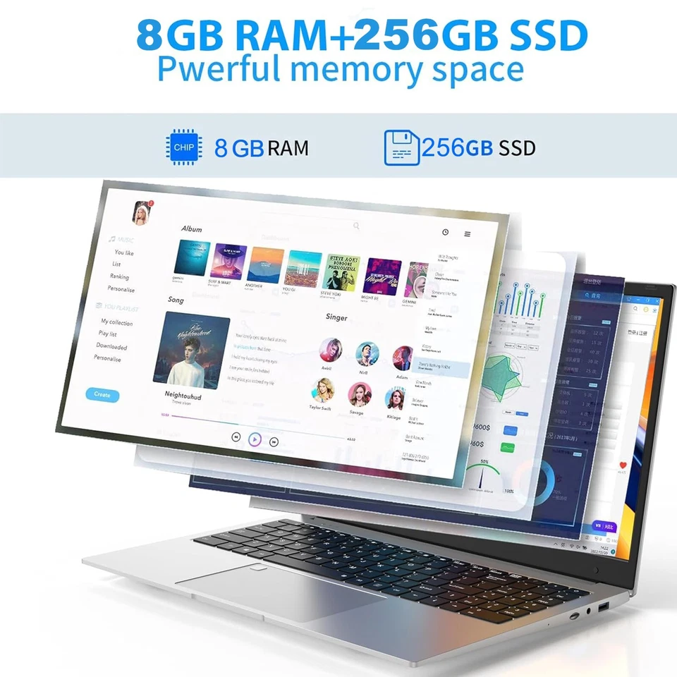 17.3'' IPS Laptop Intel N5095 RAM-8GB SSD-256GB Windows 10 HD+ Notebook PC - Image 2 of 4