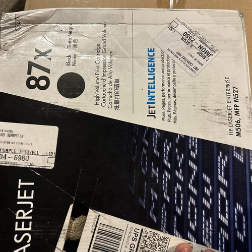 HP 87X Black High Yield Toner Cartridge (CF287X) - Sealed With Some Box Damage