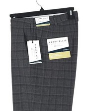 Perry Ellis Portfolio Men's Modern-Fit Dress Pants Charcoal Plaid 34x32 NWT