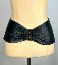 Vintage 1980's unusual ANN TAYLOR draped soft glove leather black belt size S/M