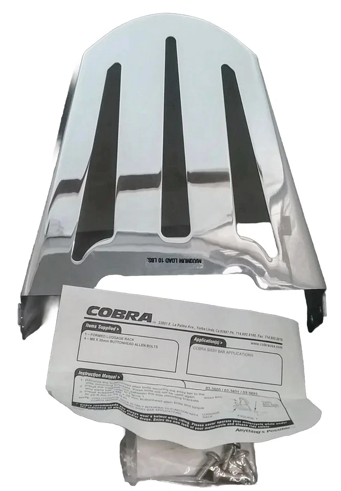 Portaequipajes Cobra Formed Sissy Bar - 02-3601 se adapta a muchas marcas. Ver descripción Foto 2 de 3
