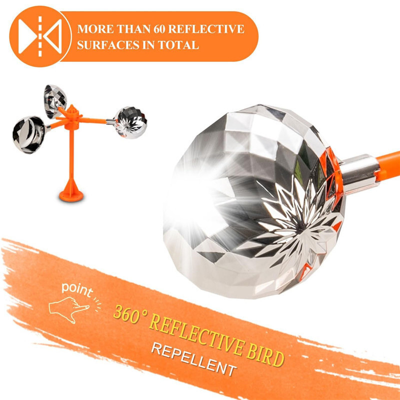 20Pcs Bird Deterrent Reflectors - Swivel Rod Scare Devices For Outdoor Pest Control