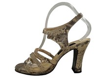 Vintage 90s Y2k Kenneth Cole Chunky Strappy Snakeskin Heels SZ 9
