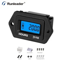 DC 9V to 65V Digital Hour Meter Gauge Maintenance Backlight For Lawn Mower ATV