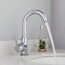 Bathroom Sink Faucet Chrome Single Handle Hole Deck Mount Vanity Brass Mixer Tap