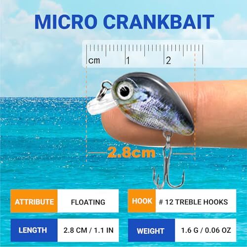  5PCS Micro Crankbait Fishing Lures for Bass Trout Topwater Lures Kit Slow  - Image 7