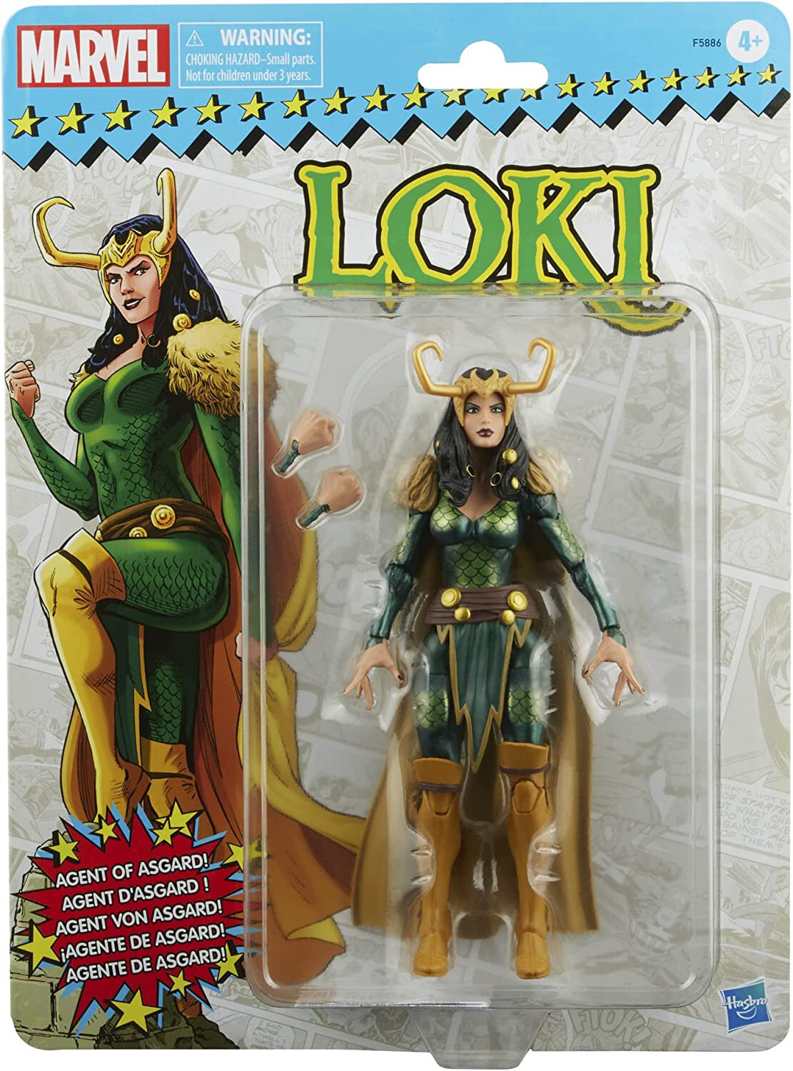 Hasbro Marvel Legends Series, statuetta Loki Agent di Asgard Pack retrò