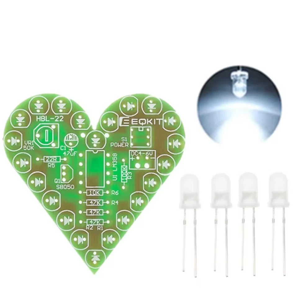 DIY Kit Heart Shape Breathing Lamp Kit Breathing LED Suite Red White Blue Green  - Image 2 of 4