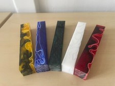 1 pack of 5 Acrylic Pen Blanks - assorted colours (shown) - squared blank