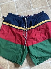 100 Nylon Vintage Nautica Swim Trunks Mesh Mens Large Green Red Blue Classic