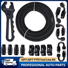 6/8/10AN PTFE Fuel Line Kit,E85 Nylon Braided Fuel Hose 10-20FT+ AN Hose Wrench