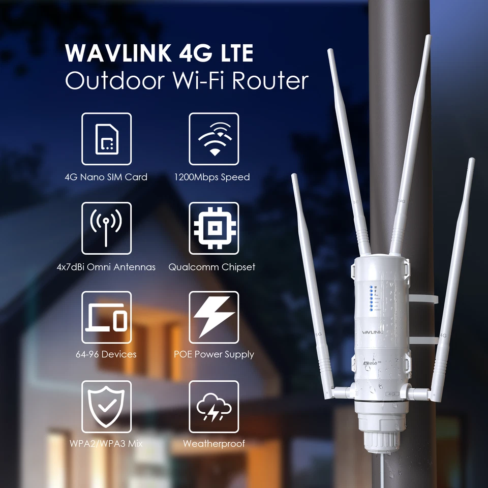 4G LTE Outdoor WLAN Router mit Nano-SIM Kartensteckplatz AC1200 Dual Band - Bild 2 von 4