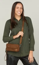 IHKWIP XL Convertible Wear Everywhere RFID Wallet Crossbody Bag Handbag Mocha