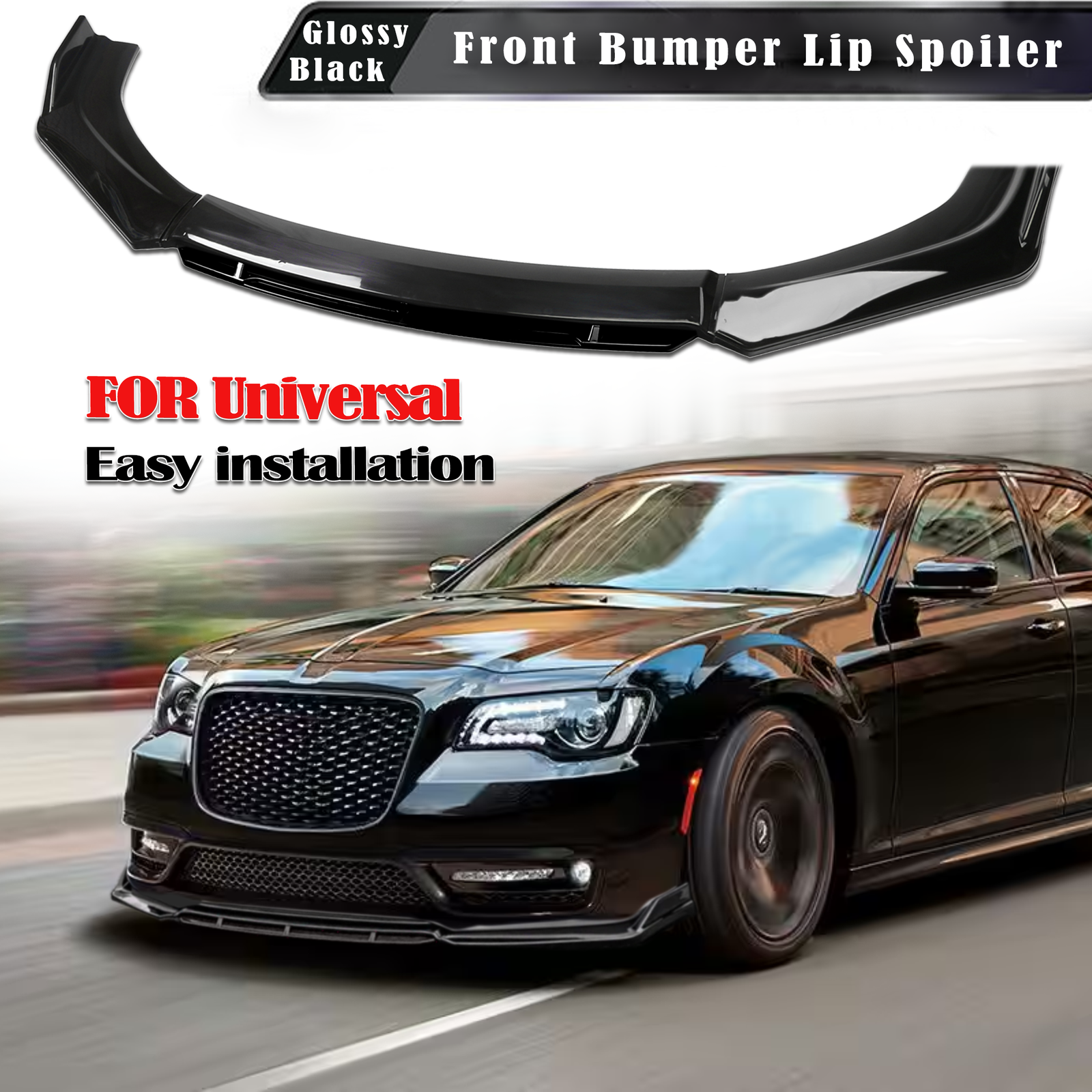 For Chrysler 300 Universal Front Bumper Lip Spoiler Splitter Diffuser Black