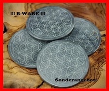 Budawi® Speckstein Untersetzer Blume des Lebens Grau rund ! B-WARE !