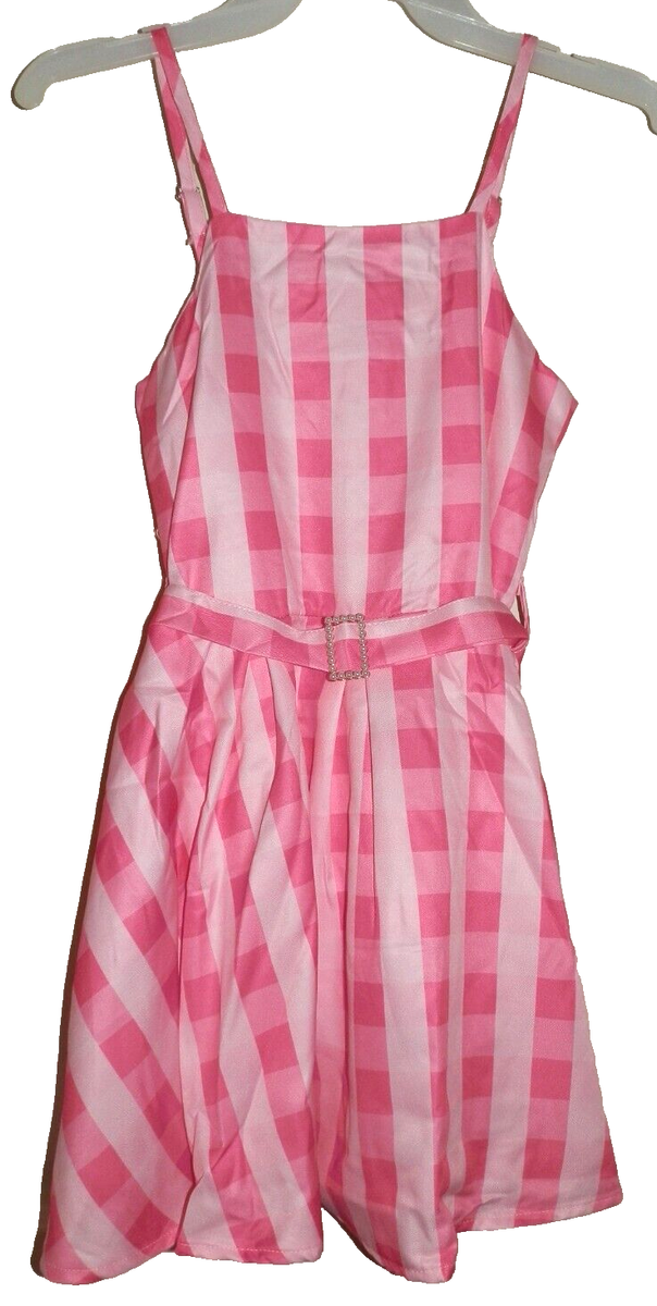 New Girls size 8-10 140 Pink White Gingham Dress Costume Barbie | eBay
