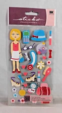 Girly Girl Stickers Scrapbook Journal EK Success Hat Shoes Lipstick Flowers