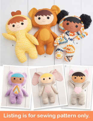 SEWING PATTERN Sew Cloth Soft Fabric Rag Doll Baby Boys Girls Retro Toddler 9665