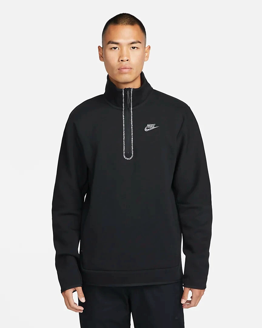 Nike Sportswear Tech Fleece Half Zip Top Mens Black Heather DQ4314