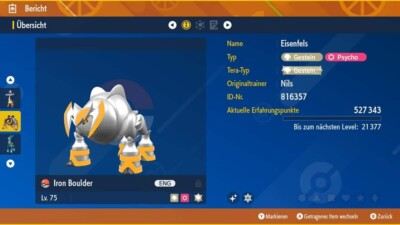 Shiny Eisenfels 6IV | LVL 100 |Nat Dex | Pokemon Karmesin / Purpur [Eng]