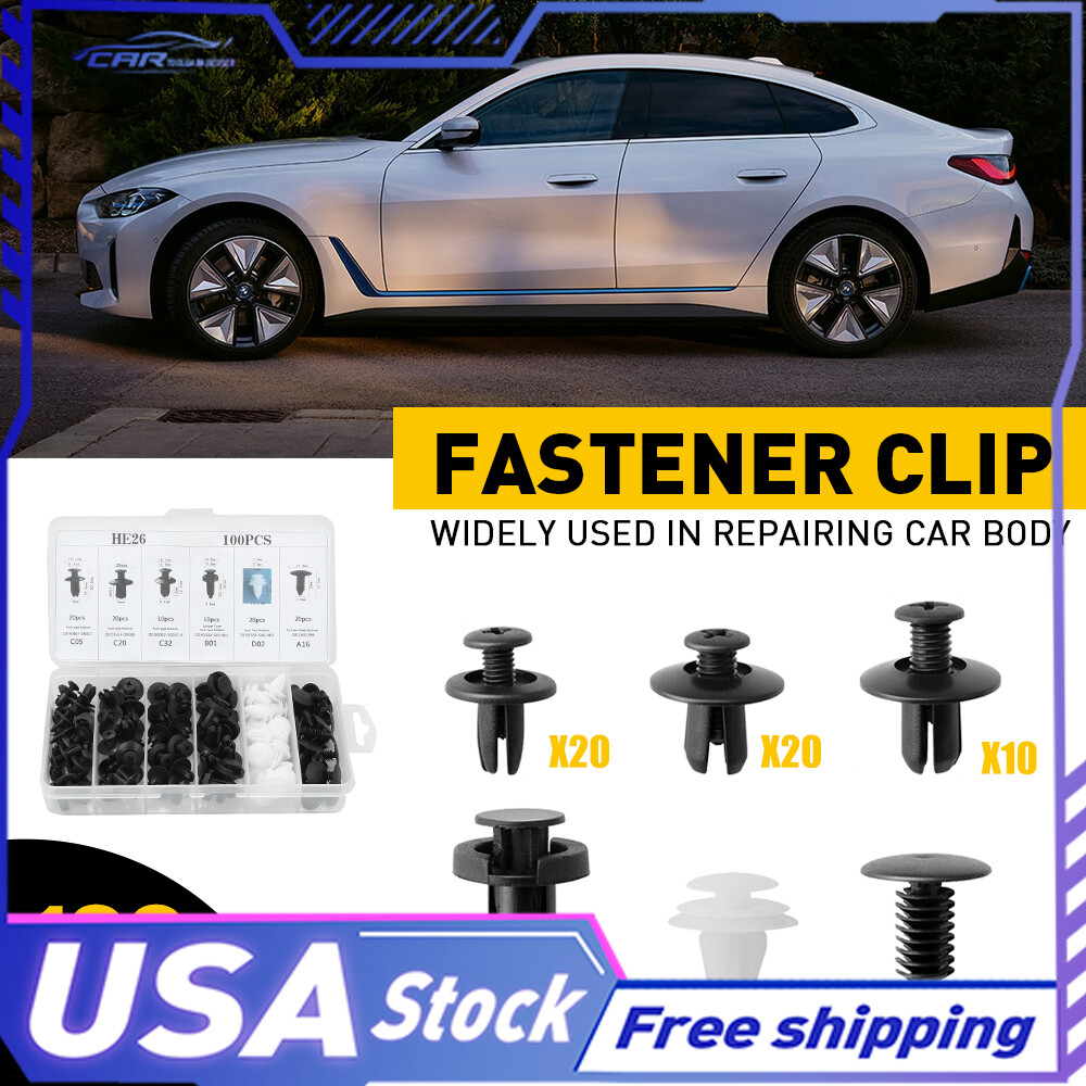 Parts Car Body Plastic Bumper Fender Trim Tool Retainer Clips Fastener Kit 100Pc