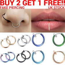 Fake Nose Ring Septum Piercing Hoop Surgical Steel Ear Lip Nipple Eyebrow Lip UK