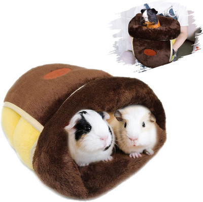 Guinea Pig Bed Cuddle Cave Warm Fleece Cozy House Bedding Sleeping Cushion Cage 