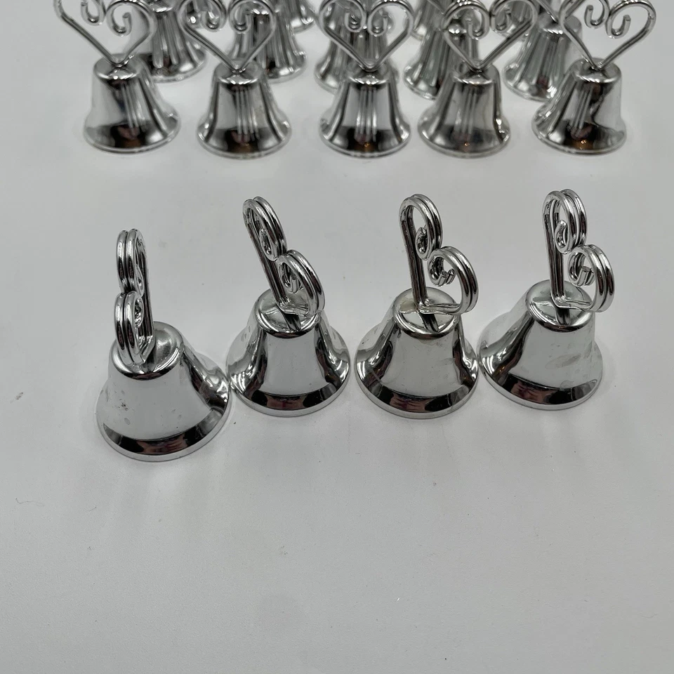 Silver Bells Metal Placecard Holders Weddings Jingle Bells Crafts Christmas 24 - Imagem 3 de 4
