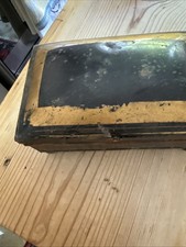 Georgian Metal Spice Box 6 Compartments Toleware?black, Gold Trim7 Inch Wide