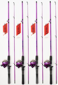(LOT OF 4) ZEBCO SPLASH SPLPR602MB 6' MEDIUM 2PC SPINCAST COMBO 21-37627