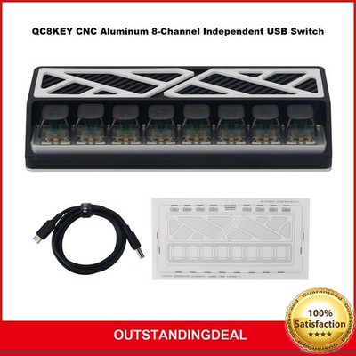 QC8KEY CNC Aluminum 8-Channel Independent USB Switch Power Supply Controller *vy