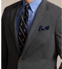 Ralph Lauren Polo Cotton Blend Gray Pinstripe Suit 38 MSRP 650