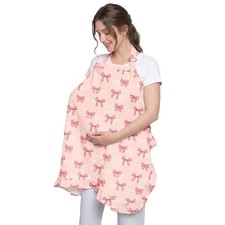 Breathable Muslin Nursing Cover for Breastfeeding  100 Cotton Apron - Pink Bow