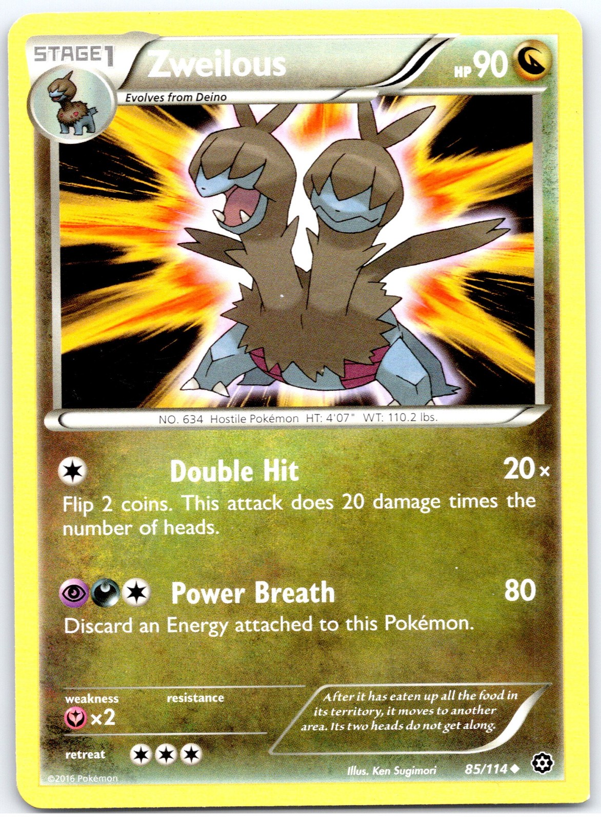 2016 Pokémon Zweilous #85/114 Uncommon A1 03 01