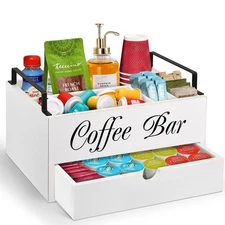 Coffee Station Organizer Countertop K Cup Holder Farmhouse Condiment Tray