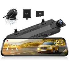 WOLFBOX G930 10" Touch Screen 4K Mirror Dash Cam Front and Rear With 32GB & GPS