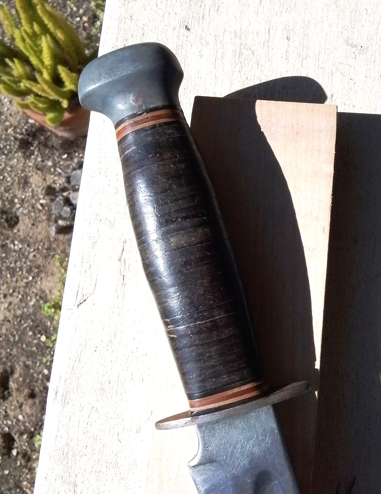 Vintage WW2 PAL 36 Fighting Knife 10.8", Stacked Leather Hdl, 6.1" Bl w\ Sheath