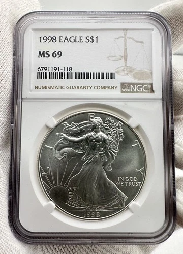 1998 American Silver Eagle 1 oz Coin NGC MS69