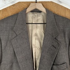 VTG Burberry Blazer Mens 44R Brown 2 Button Wool Sport Coat Jacket Soft Tweed