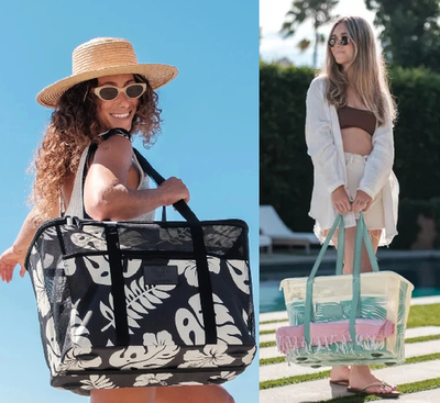 #ad #ad Aloha Collection CleverMade Collapsible Beach Tote Bag Fold Flat Mesh Travel NWT $44.99