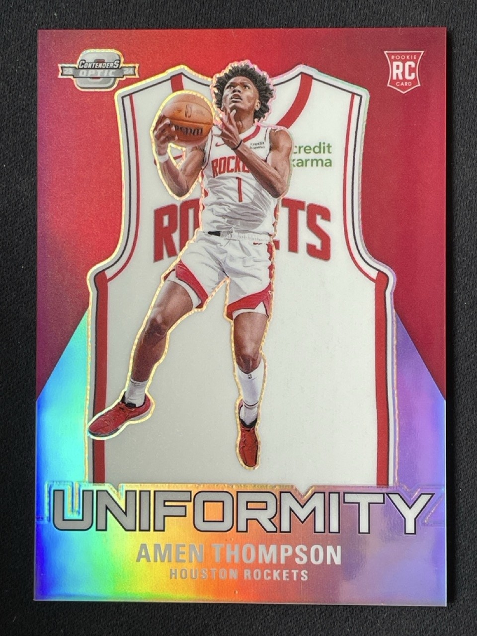 Amen Thompson 2023-24 Panini Contenders Optic Uniformity Holo Prizm RC #2