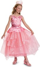 Girls Pink Glinda Costume Deluxe Wicked Musical Dress Wizard of Oz Cosplay