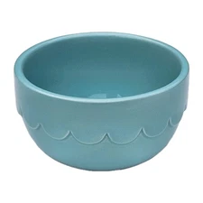 Vintage Baby Blue Bowl With Raised Scalloped Trim Ceramic