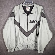 Skilcraft Army PFU Jacket Mens Large Long Gray Windbreaker Reflective PT